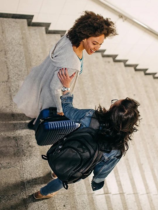 Women walking down the stairs