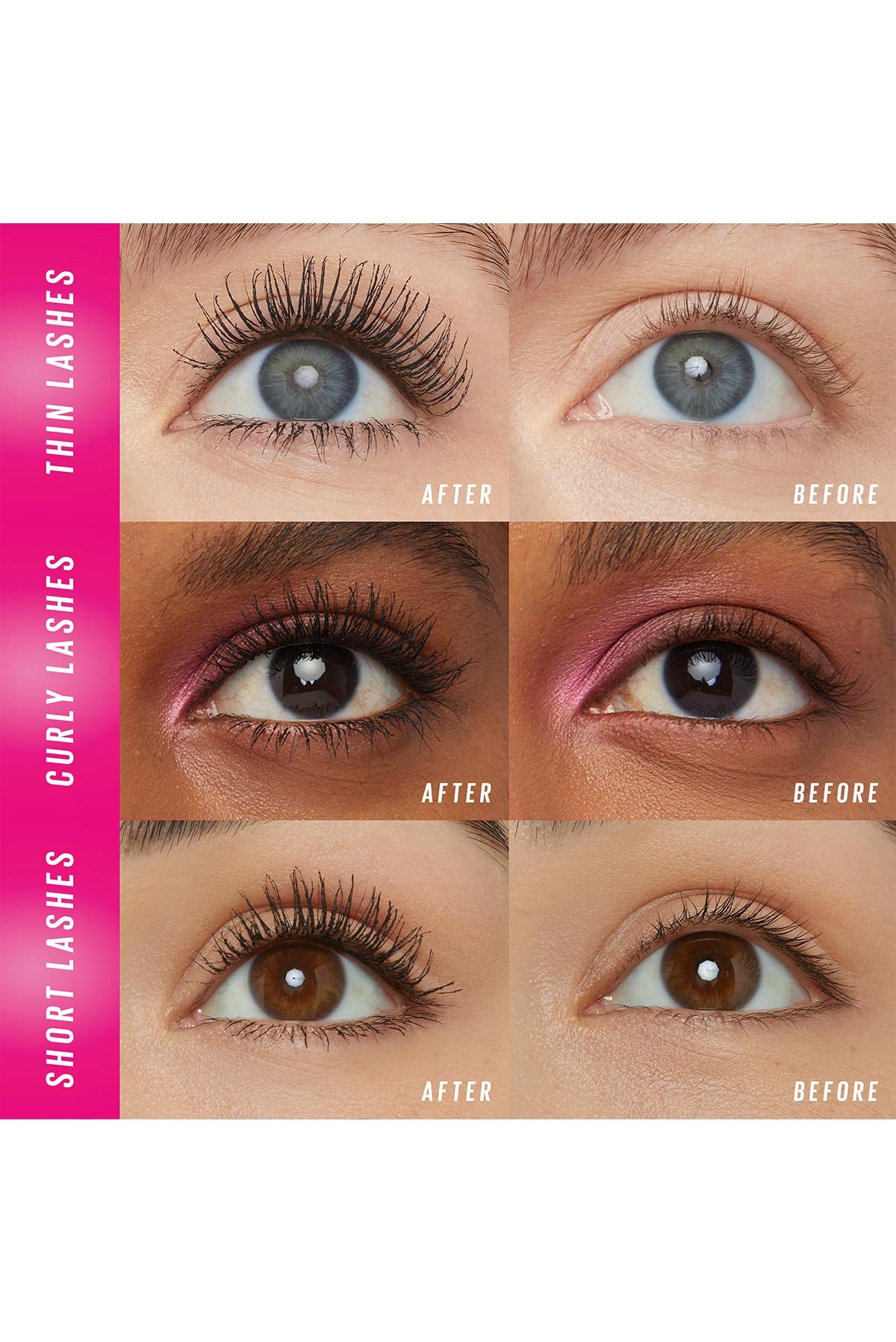 Maybelline Lash Sensational Firework Mascara Before and After Photos for Different Types of Lashes