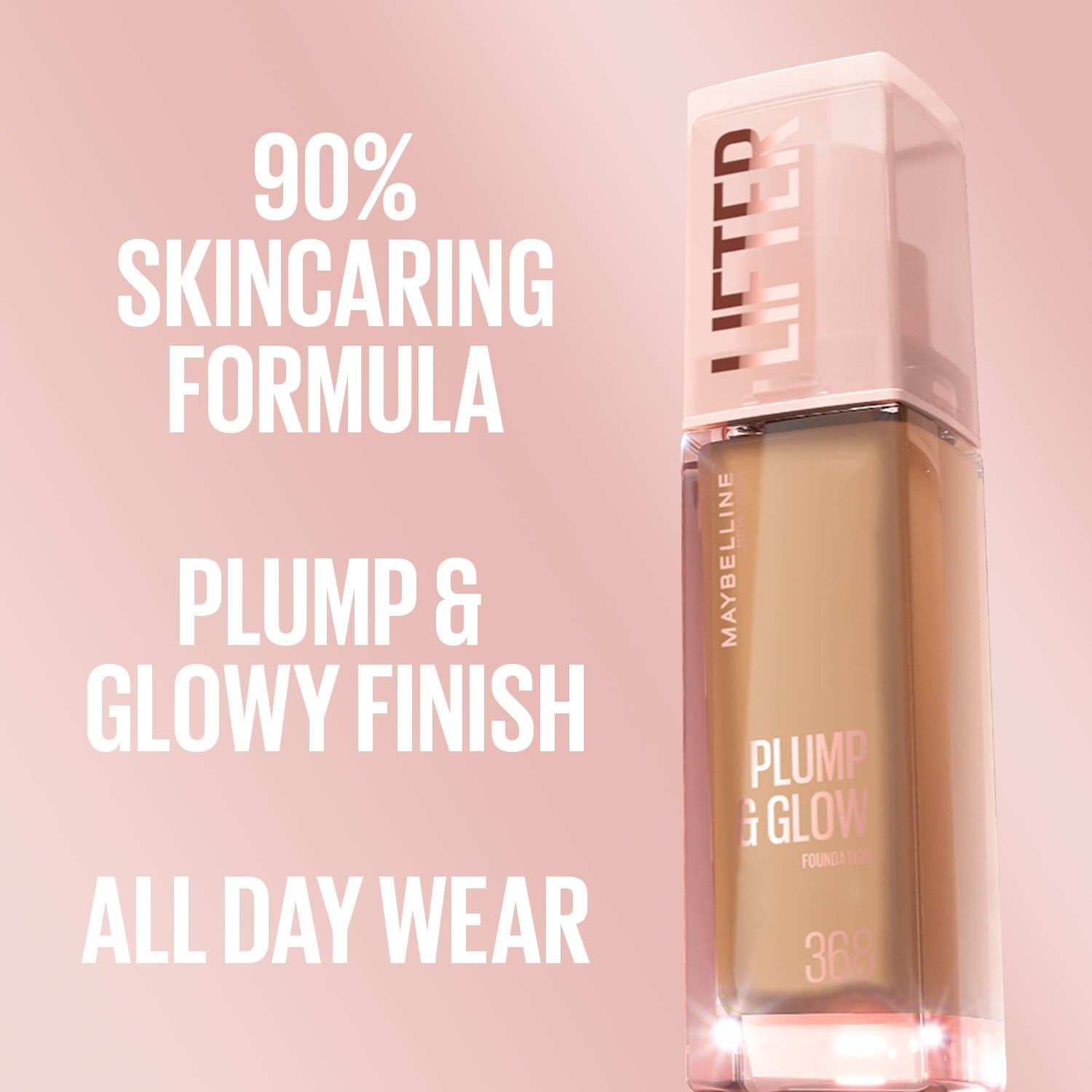 Maybelline Lifter plumpglow foundation pdp benefit