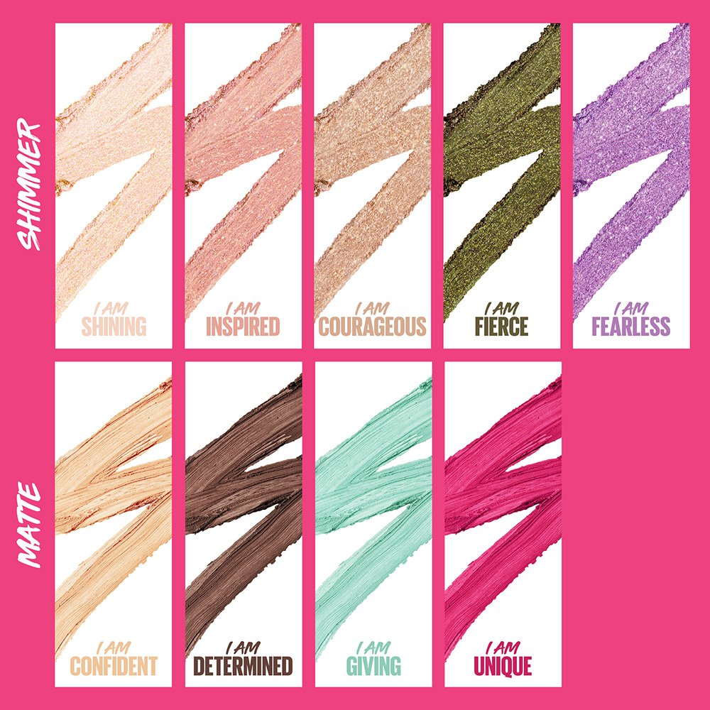 Maybelline Colour Tattoo Eye Stix in a range of shades, showing the best eyeshadow colours for every eye colour.