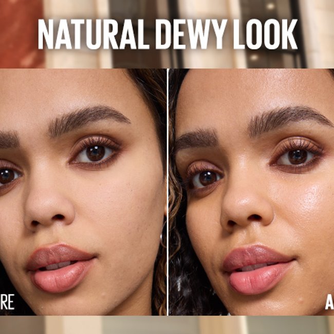 A woman with smooth, dewy skin